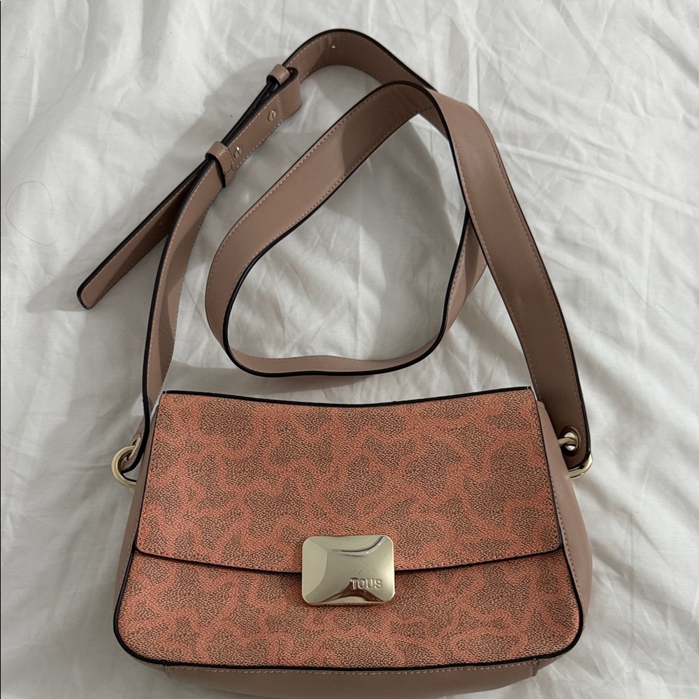 Tous Coral and Beige Shoulder Bag